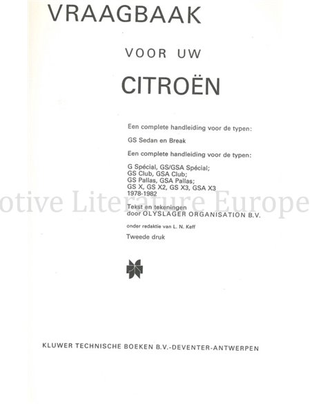 1978 - 1982 CITROËN GS | GSA REPARATURANLEITUNG NIEDERLÄNDISCH