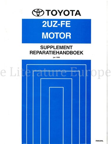 1998 TOYOTA CAMRY 2UZ-FE ENGINE (SUPPLEMENT) WORKSHOP MANUAL DUTCH