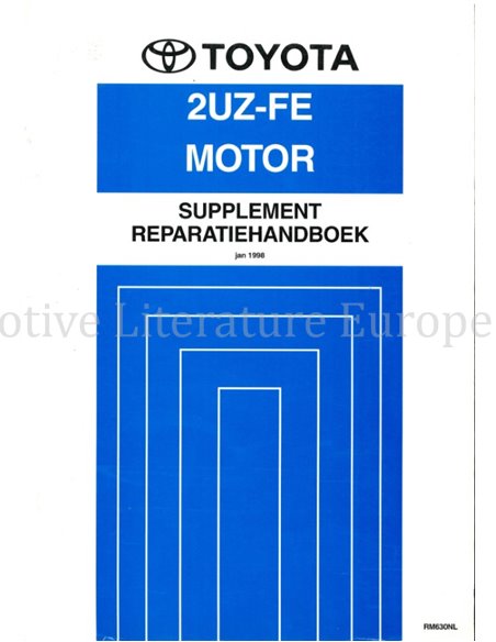 1998 TOYOTA CAMRY 2UZ-FE ENGINE (SUPPLEMENT) WORKSHOP MANUAL DUTCH