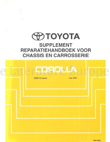 2000 TOYOTA COROLLA (ZUSATS) FAHRWERK & KAROSSERIE WERKSTATTHANDBUCH NIEDERLÄNDISCH