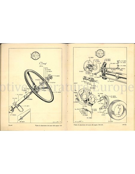 1936 LANCIA AUGUSTA BETRIEBSANLEITUNG & ERSATZTEILKATALOG ITALIENISCH