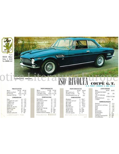 1963 ISO RIVOLTA PROGRAMMA LEAFLET