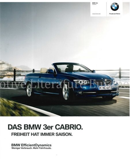 2012 BMW 3 SERIE CABRIOLET BROCHURE DUITS