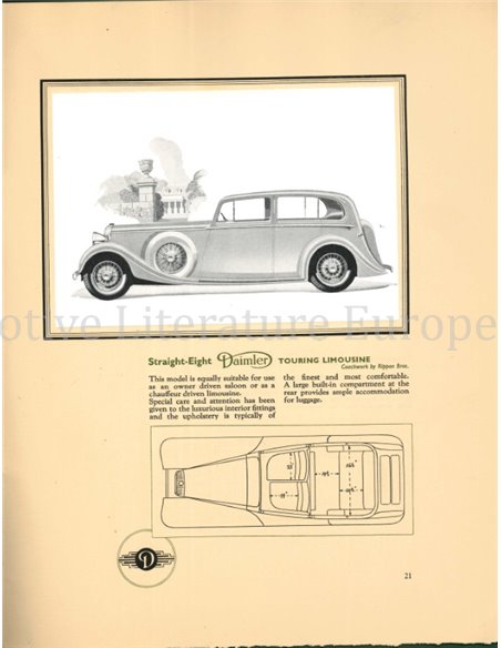 1938 DAIMLER STRAIGHT EIGHT BROCHURE ENGLISH