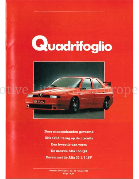 1992 ALFA ROMEO QUADRIFOGLIO MAGAZINE 38 DUTCH