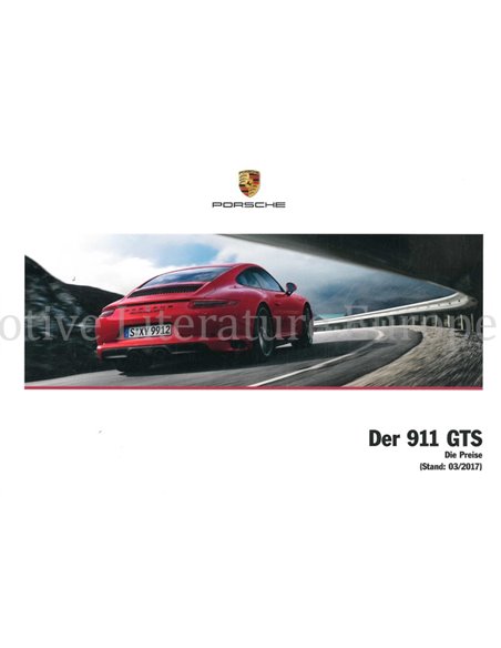 2018 PORSCHE 911 GTS PRIJSLIJST DUITS