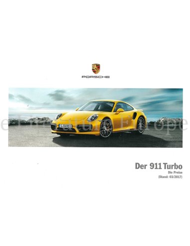 2018 PORSCHE 911 TURBO PRICELIST GERMAN