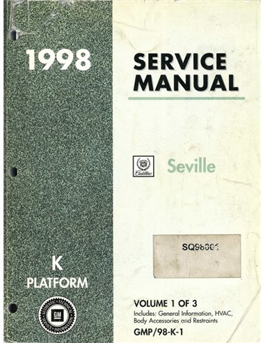 1998 CADILLAC SEVILLE WORKSHOP MANUAL ENGLISH 