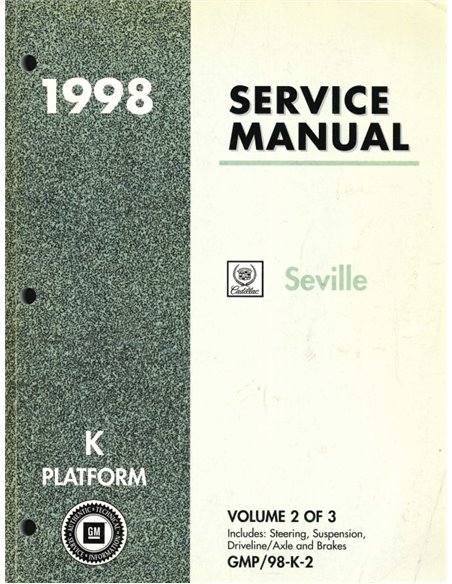 1998 CADILLAC SEVILLE WORKSHOP MANUAL ENGLISH 