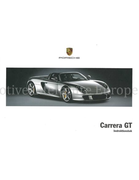 2005 PORSCHE CARRERA GT BETRIEBSANLEITUNG SCHWEDISCH