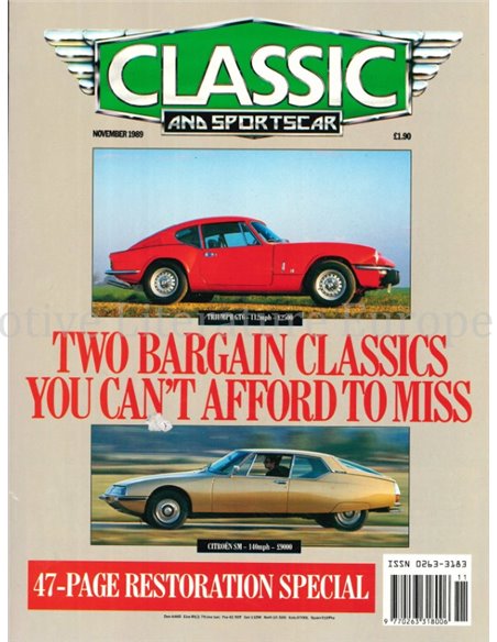 1989 CLASSIC AND SPORTSCAR MAGAZINE (11) NOVEMBER ENGLISCH