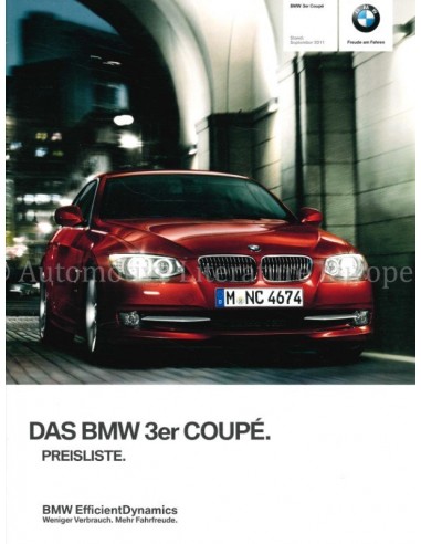 2011 BMW 3 SERIE COUPÉ PRIJSLIJST DUITS