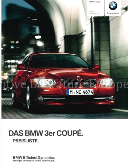 2011 BMW 3 SERIES COUPÉ PRICELIST GERMAN