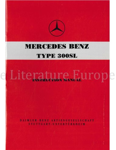 1955 MERCEDES BENZ 300 SL OWNERS MANUAL ENGLISH