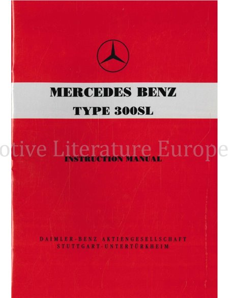 1955 MERCEDES BENZ 300 SL OWNERS MANUAL ENGLISH