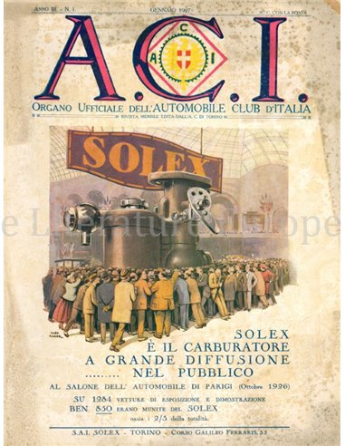 1927 A.C.I. (ORGANO UFFICIALE DELL'AUTOMOBILE CLUB D'ITALIA) MAGAZINE 01 ITALIAN