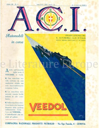 1927 A.C.I. (ORGANO UFFICIALE DELL'AUTOMOBILE CLUB D'ITALIA) MAGAZIN 05 ITALIËNISCH