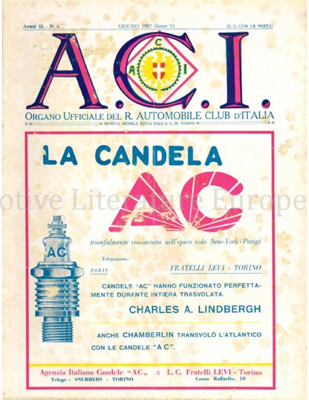 1927 A.C.I. (ORGANO UFFICIALE DELL'AUTOMOBILE CLUB D'ITALIA) MAGAZINE 06 ITALIAANS