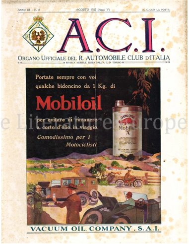 1927 A.C.I. (ORGANO UFFICIALE DELL'AUTOMOBILE CLUB D'ITALIA) MAGAZIN 08 ITALIËNISCH