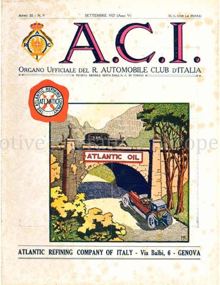 1927 A.C.I. (ORGANO UFFICIALE DELL'AUTOMOBILE CLUB D'ITALIA) MAGAZIN 09 ITALIËNISCH