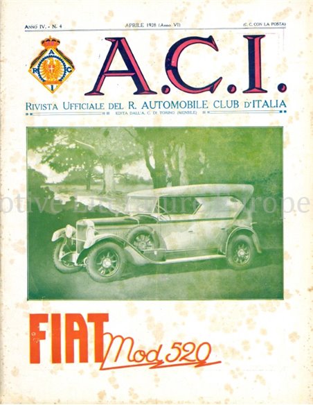 1928 A.C.I. (ORGANO UFFICIALE DELL'AUTOMOBILE CLUB D'ITALIA) MAGAZIN 04 ITALIËNISCH