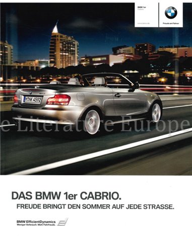 2010 BMW 1 SERIE CABRIOLET BROCHURE DUITS