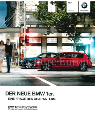 2012 BMW 1 SERIE BROCHURE DUITS