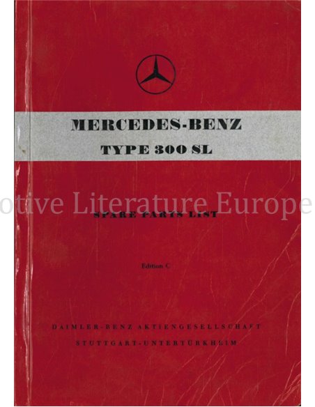 1956 MERCEDES BENZ 300 SL SPARE PARTS MANUAL ENGLISH