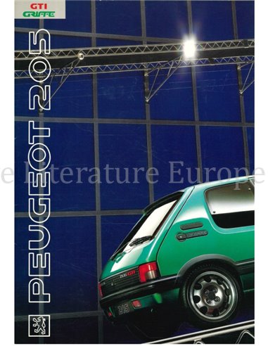 1991 PEUGEOT 205 GTI GRIFFE BROCHURE DUITS