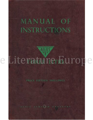 1953 ALVIS THREE LITRE OWNERS MANUAL ENGLISH