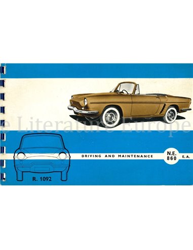 1960 RENAULT FLORIDE OWNERS MANUAL ENGLISH