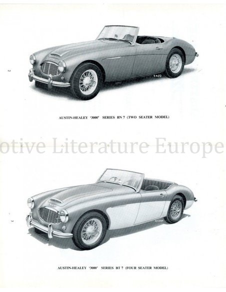 1964 AUSTIN HEALEY 3000 MKS I & II OWNERS MANUAL ENGLISH