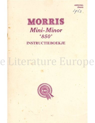 1961 MORRIS MINI MINOR 850 INSTRUCTIEBOEKJE NEDERLANDS