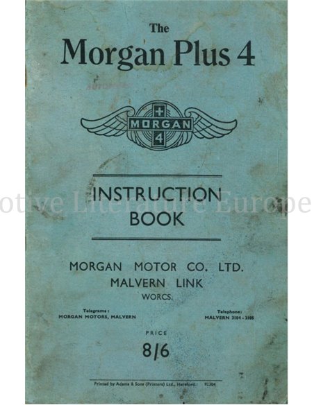 1959 MORGAN PLUS 4 OWNERS MANUAL ENGLISH