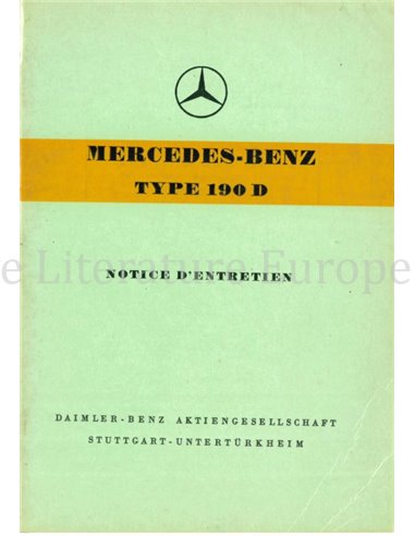 1959 MERCEDES BENZ 190 D BETRIEBSANLEITUNG FRANZÖSICH