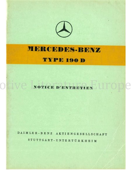 1959 MERCEDES BENZ 190 D BETRIEBSANLEITUNG FRANZÖSICH