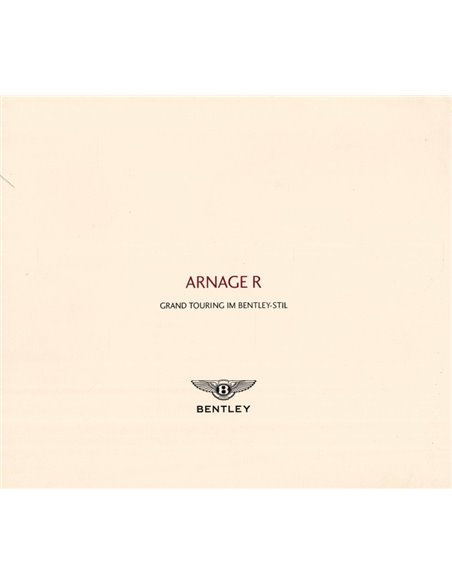 2002 BENTLEY ARNAGE R BROCHURE DUITS