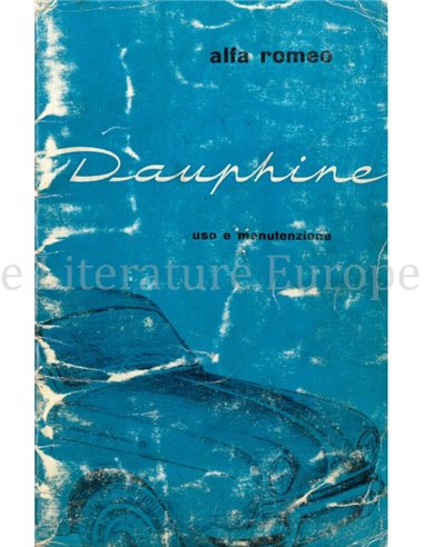 1965 ALFA ROMEO DAUPHINE OWNERS MANUAL ITALIAN