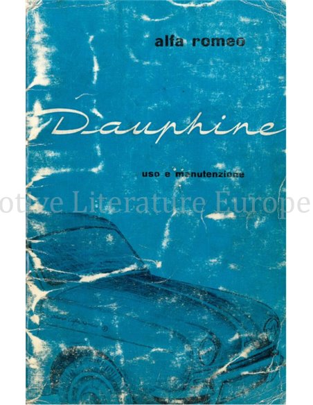 1965 ALFA ROMEO DAUPHINE OWNERS MANUAL ITALIAN