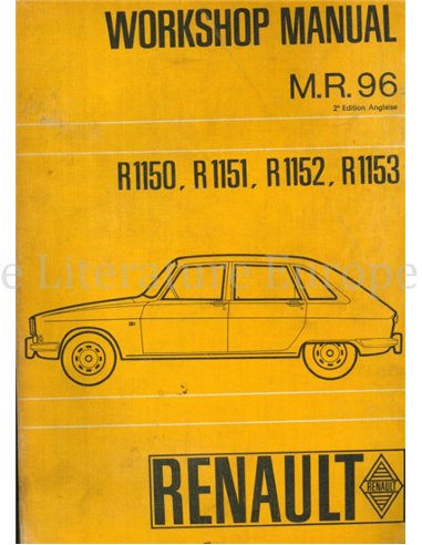 1965-1969 RENAULT 16: R1150 | R1151 | R1152 | R1153 WERKSTATTHANDBUCH ENGLISCH