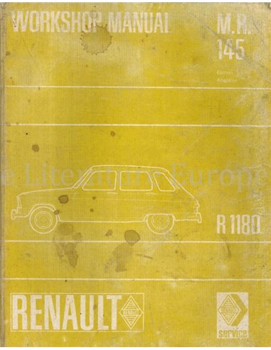 1968 RENAULT 6: R1180 WERKSTATTHANDBUCH ENGLISCH