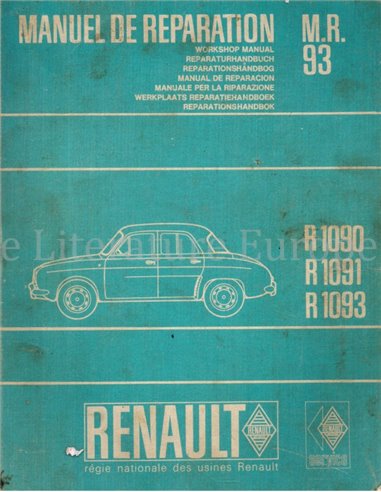 1956-1964 RENAULT DAUPHINE | DAUPHINE GORDINI | ODINE WERKPLAATSHANDBOEK ENGELS