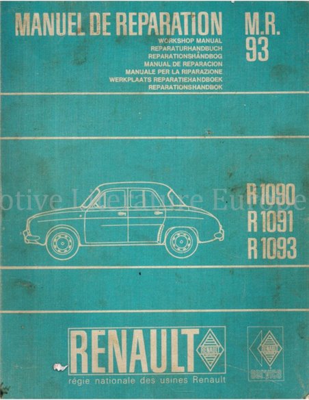 1956-1964 RENAULT DAUPHINE | DAUPHINE GORDINI | ODINE WERKPLAATSHANDBOEK ENGELS