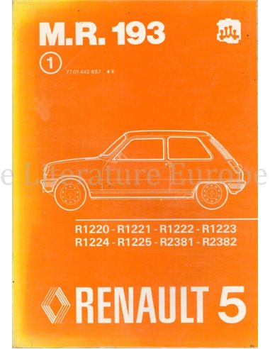 1972-1977 RENAULT 5 WORKSHOP MANUAL ENGLISH