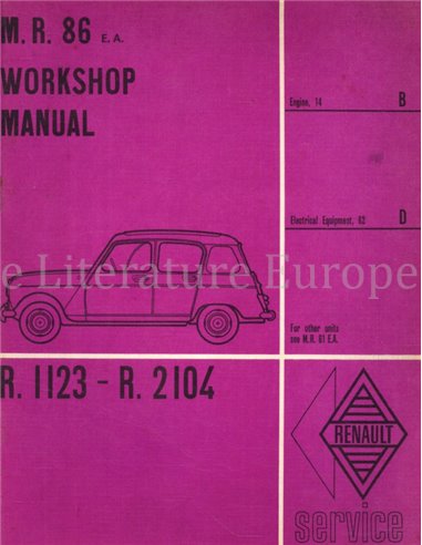 1961-1963 RENAULT 4: R1123 | R 2104 WERKPLAATSHANDBOEK (MOTOR | ELECTRISCH SCHEMA) ENGELS