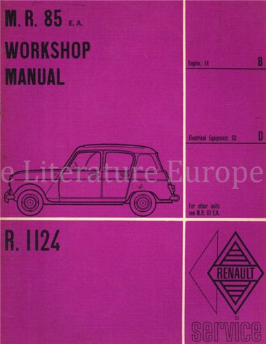 1961-1963 RENAULT 4: R1124 WERKPLAATSHANDBOEK (MOTOR | ELECTRISCH SCHEMA) ENGELS