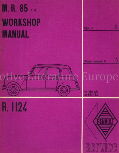 1961-1963 RENAULT 4: R1124 WERKPLAATSHANDBOEK (MOTOR | ELECTRISCH SCHEMA) ENGELS