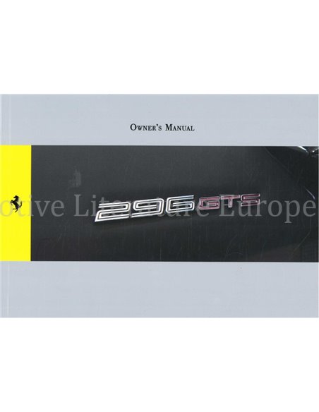 2022 FERRARI 296 GTS OWNERS MANUAL ENGLISH