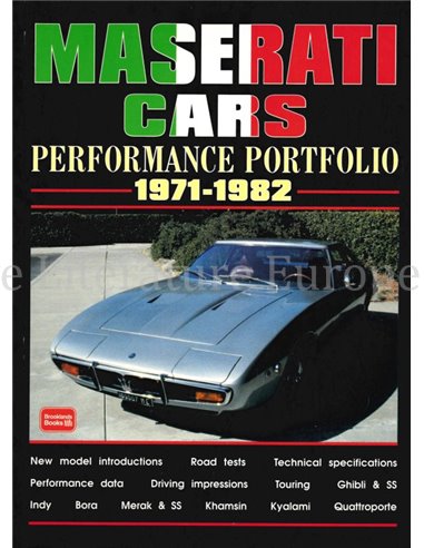 MASERATI CARS PERFORMANCE PORTFOLIO 1971 - 1982  (BROOKLANDS)