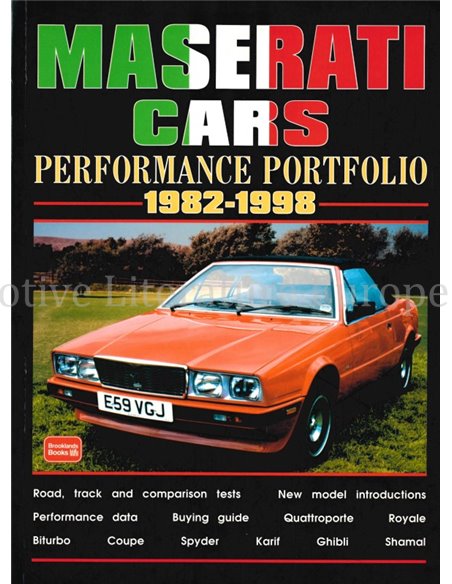 MASERATI CARS PERFORMANCE PORTFOLIO 1982 - 1998  (BROOKLANDS)